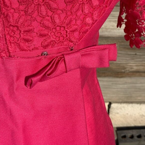 Vintage Floral Lace Pink Gown Size Medium - Picture 7 of 9